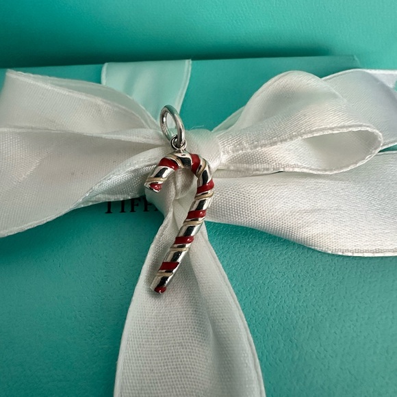 Tiffany & Co Candy Cane Christmas Charm Sterling Silver Red Enamel- collector's - Picture 3 of 10